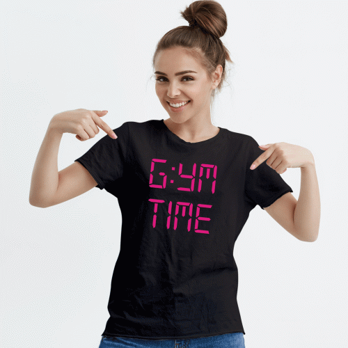 Gym Time 100% Cotton Round Neck Gym Motivational Women T-Shirt