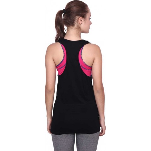 Solid Black 4Way Lycra  Premium Women Stretchable Tank Top/Vest