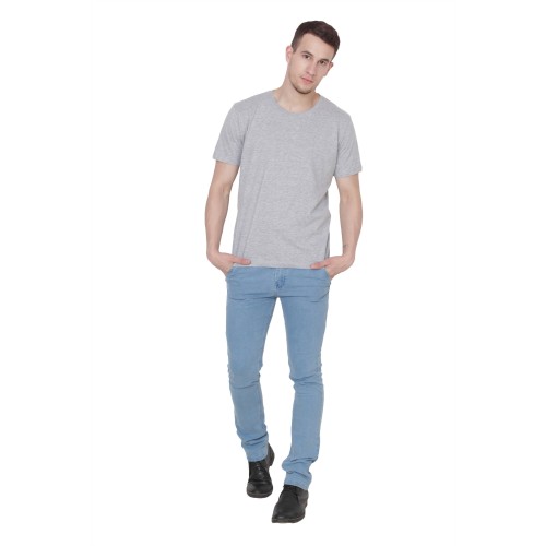 Shopping Monster Light Grey Premium 100% Cotton T shirt