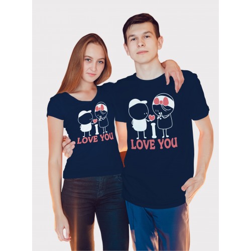 I Love You 100% Cotton Round Neck Couple Valentine T shirts