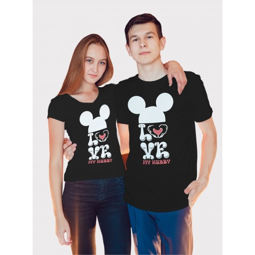 Love 100% Cotton Round Neck Couple Valentine T shirts