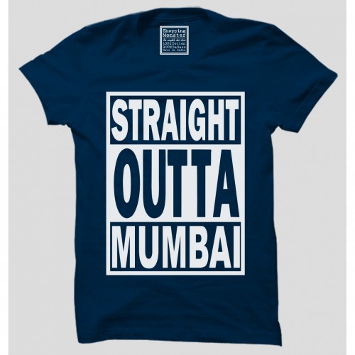 Straight Outta Mumbai Half Sleeve 100% Cotton Round Neck T-Shirt