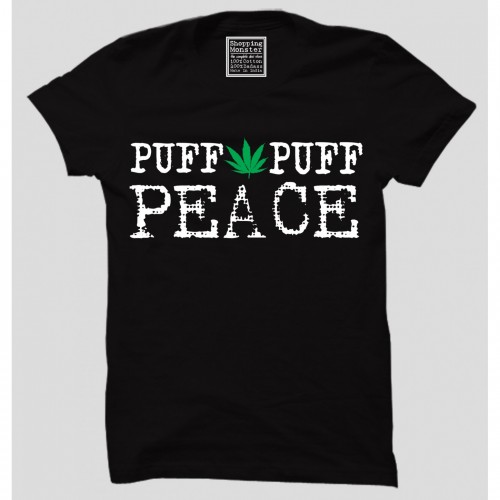 Design Of The Week ( Puff Puff Peace )100% Cotton Half Sleeve Desi Round Neck T-Shirt