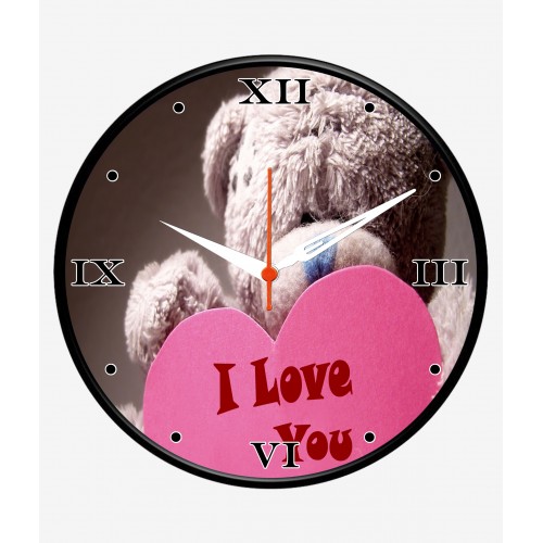 I Love You Teddy Valentine Wall Clocks
