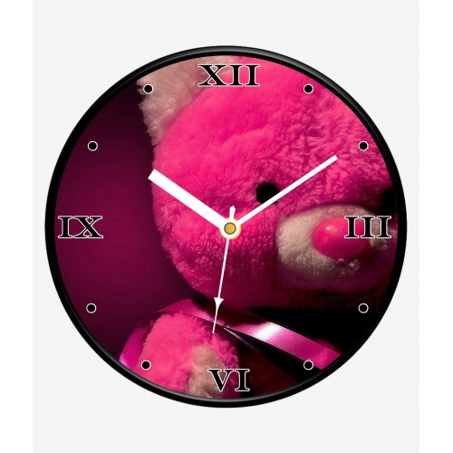 Pink Teddy Bear Valentine Wall Clocks