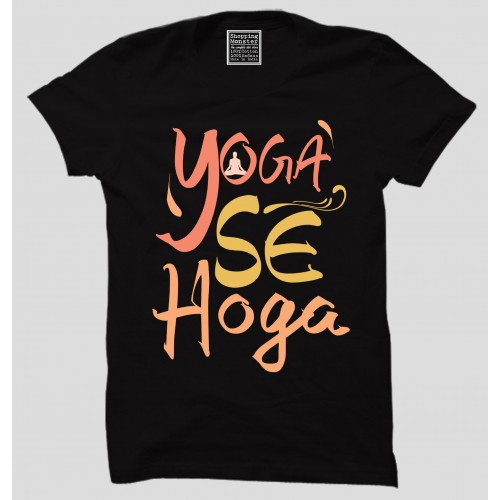 Yoga Se Hoga 100% Cotton Half Sleeve Desi Round Neck T-Shirt 