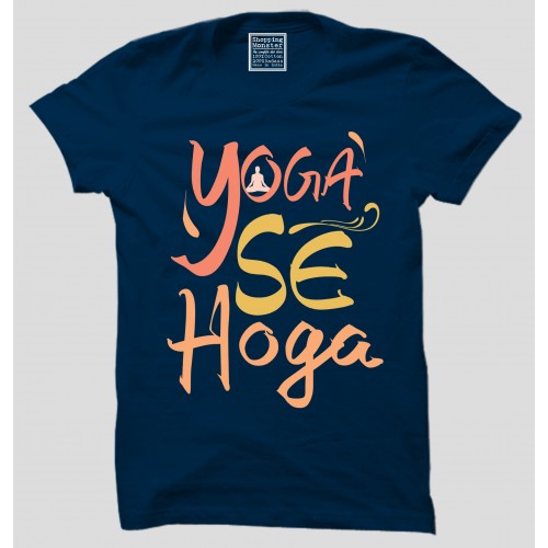 Yoga Se Hoga 100% Cotton Half Sleeve Desi Round Neck T-Shirt 