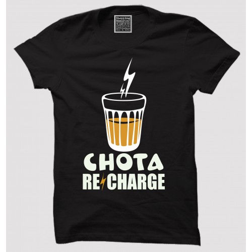Chhota Recharge 100% Cotton Half Sleeve Desi Round Neck T-Shirt