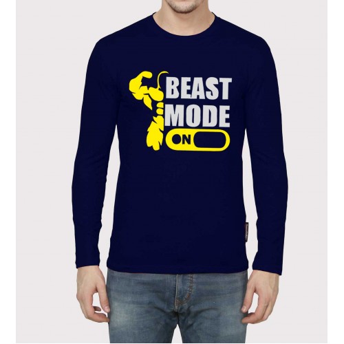 Beast Mode On Gym Motivational Full Sleeve Round Neck T-Shirt 