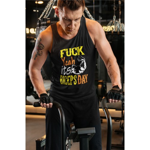 F*ck Yeah it's Biceps Day  Gym Motivational Stretchable tank top