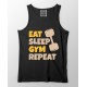 Eat Sleep Gym Repeat Motivational 100% Cotton Round Stretchable Vest