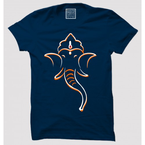 Stretch Ganesha Religious 100% Cotton Round Neck  T Shirts
