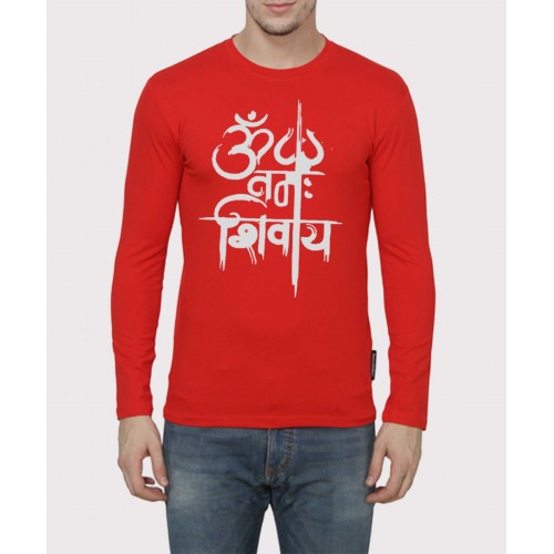 Om Namah Shivaya Round Neck Religious 100% Cotton Full Sleeve T Shirts