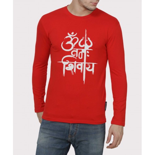 Om Namah Shivaya Round Neck Religious 100% Cotton Full Sleeve T Shirts