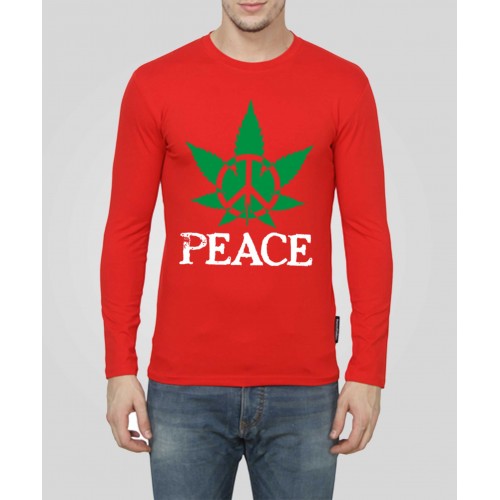 Peace 100% Cotton Round Neck Full Sleeve Stoner T-Shirt