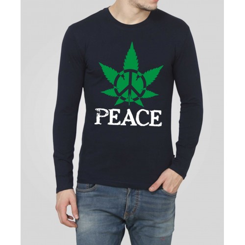 Peace 100% Cotton Round Neck Full Sleeve Stoner T-Shirt
