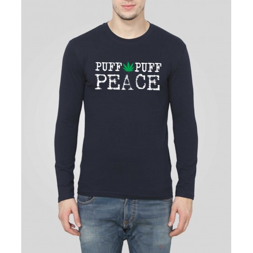 Puff Puff Peace 100% Cotton Round Neck Full Sleeve Stoner T-Shirt