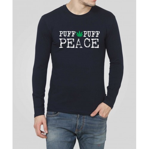 Puff Puff Peace 100% Cotton Round Neck Full Sleeve Stoner T-Shirt