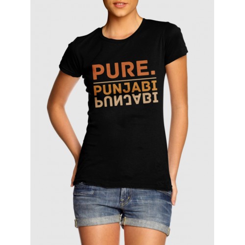Pure Punjabi 100% Cotton Women Half Sleeve T Shirt