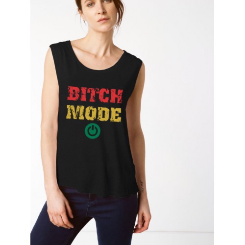 Bitch Mode On 100% Cotton Women Stretchable tank top/Vest
