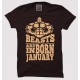 Beast Are Born In January 100% Cotton Round Neck Half Sleeve T shirt