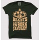 Beast Are Born In January 100% Cotton Round Neck Half Sleeve T shirt