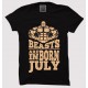 Beast Are Born In July 100% Cotton Round Neck Half Sleeve T shirt