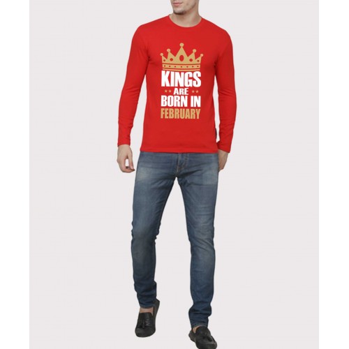 Kings Are Born In February Full Sleeve 100% Cotton Round Neck T-Shirt