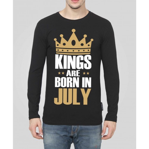 Kings Are Born In July Full Sleeve 100% Cotton Round Neck T-Shirt