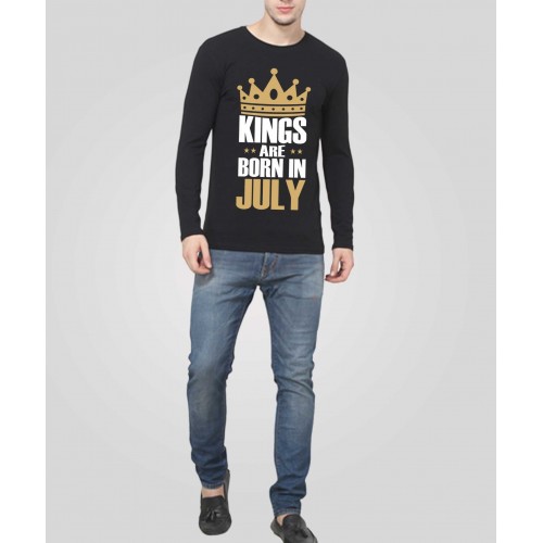 Kings Are Born In July Full Sleeve 100% Cotton Round Neck T-Shirt