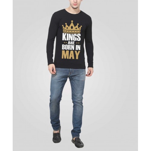 Kings Are Born In May Full Sleeve 100% Cotton Round Neck T-Shirt