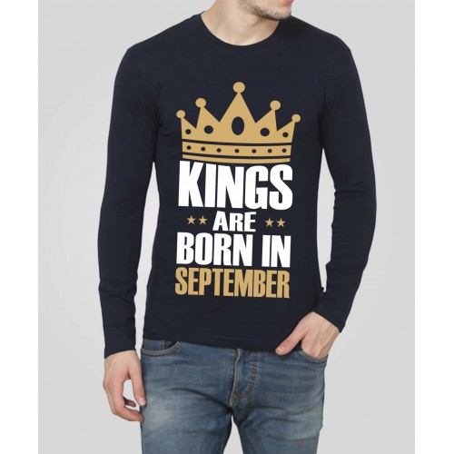 Kings Are Born In September Full Sleeve Round Neck T-Shirt