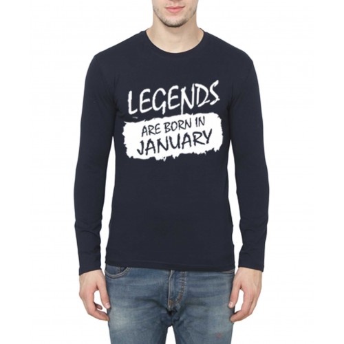 Legends Are Born In January Full Sleeve Round Neck T-Shirt