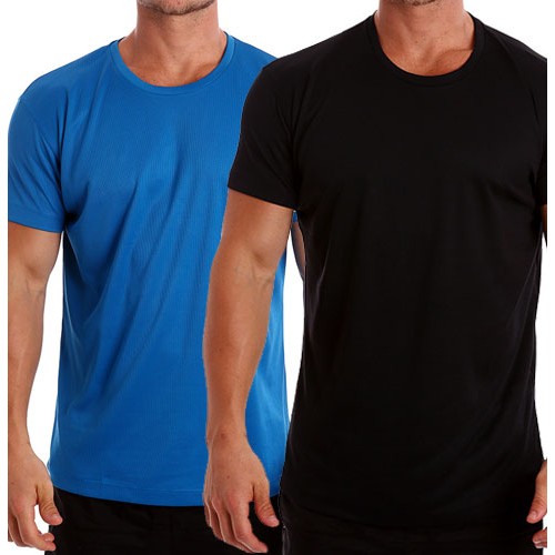  Royal Blue & Black Plain Drifit Polyester T-Shirt's Combo 