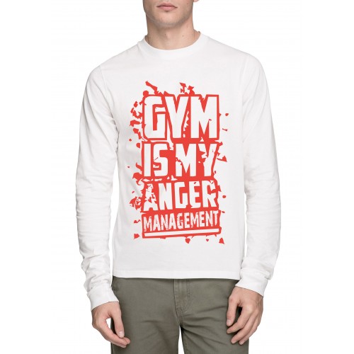 Gym Is My Anger Gym Motivational Full Sleeve Round Neck T-Shirt 