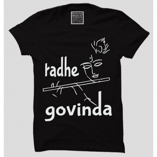 Radhe Govina Lord Krishna Religious 100% Cotton Round Neck Half SleeveT Shirts