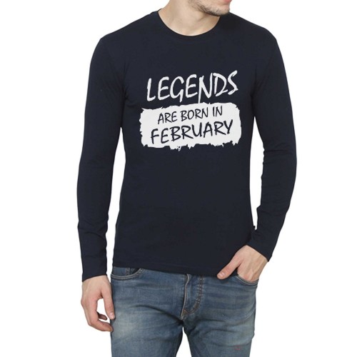 Legends Are Born In February Full Sleeve Round Neck T-Shirt