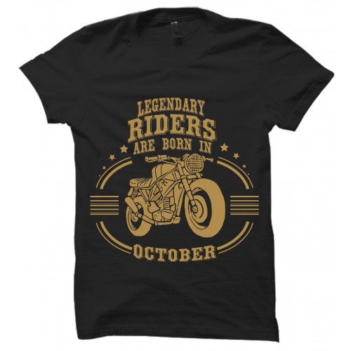 Legendary Riders Are Born In October Round Neck T-Shirt