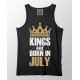 Kings Are Born In July 100% Cotton Stretchable Birthday Month Tank Top/Vest