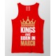 Kings Are Born In March 100% Cotton Stretchable Birthday Month Tank Top/Vest