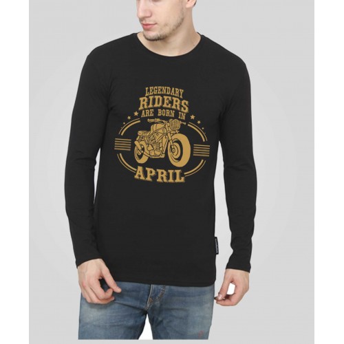Riders Are Born In April Full Sleeve Round Neck T-Shirt