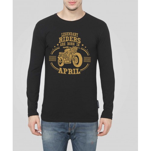 Riders Are Born In April Full Sleeve Round Neck T-Shirt