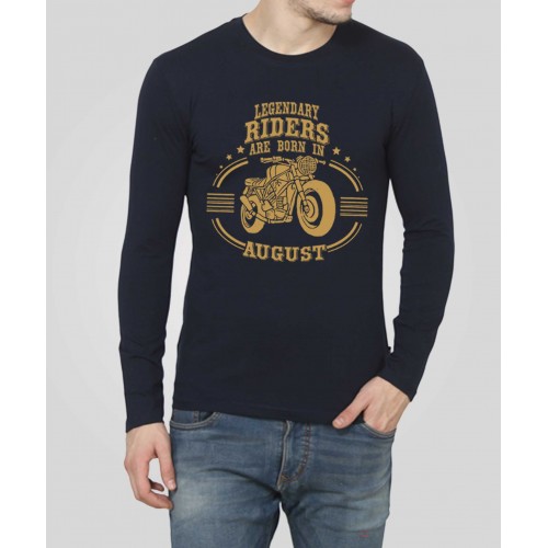 Riders Are Born In August Full Sleeve Round Neck T-Shirt