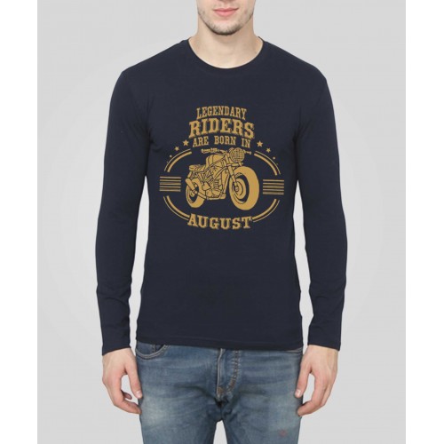 Riders Are Born In August Full Sleeve Round Neck T-Shirt