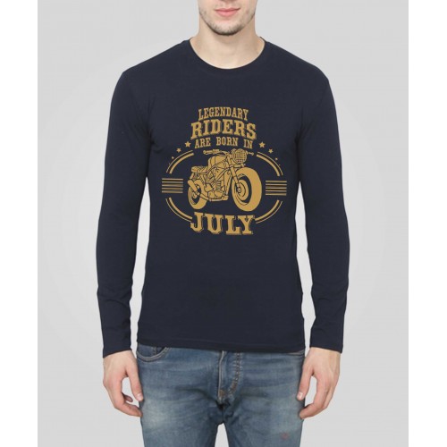 Riders Are Born In July Full Sleeve Round Neck T-Shirt