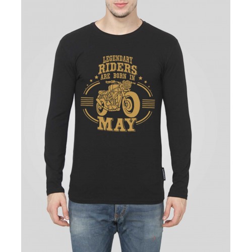 Riders Are Born In May Full Sleeve Round Neck T-Shirt