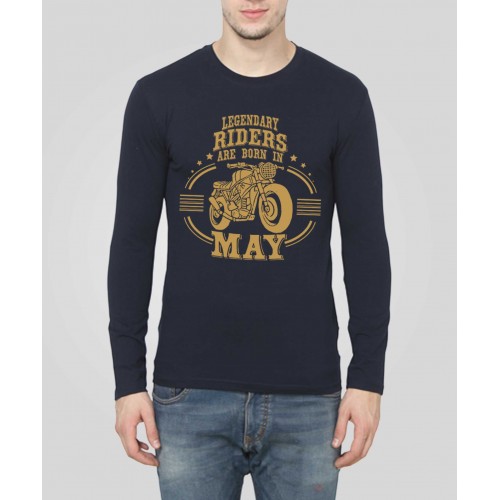 Riders Are Born In May Full Sleeve Round Neck T-Shirt