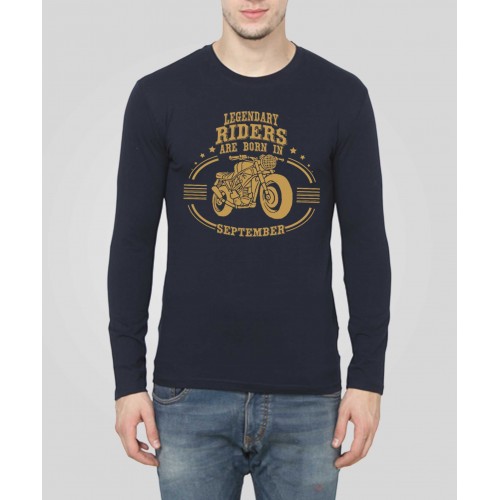 Riders Are Born In September Full Sleeve Round Neck T-Shirt