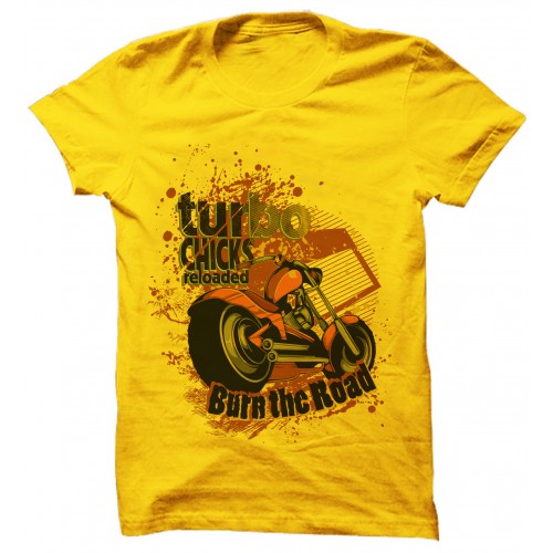 Turbo Chicks_ Graphic Round Neck  T Shirt