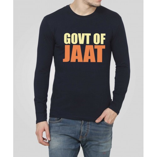 Govt Of Jaat Haryanvi Full Sleeve 100% Cotton Round Neck T shirt